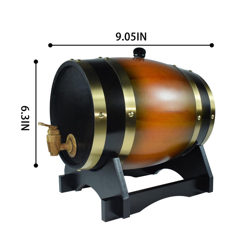 AIMEE-JL 1.5L Whiskey Barrel Dispenser Oak Aging Barrels Home Whiskey Barrel Decanter for Wine, Spirits, Beer, and Liquor (Brown) - Image 4